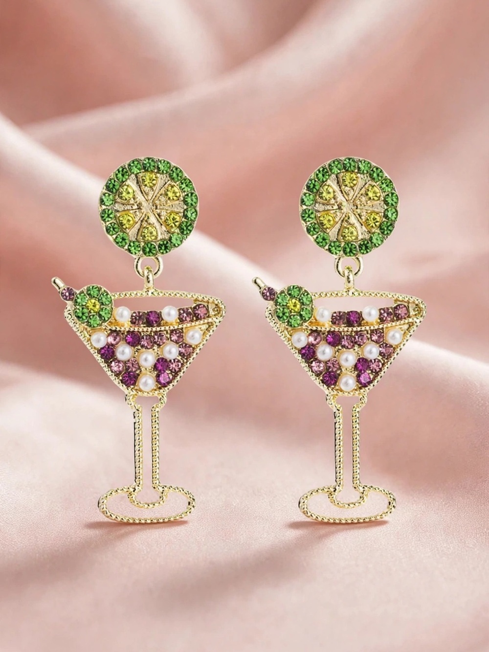 🍸 Cosmopolitan Martini Statement Earrings | Cocktail & Holiday Earrings | NWT